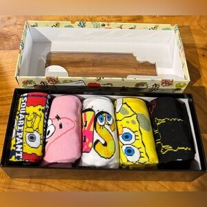 SpongeBob SquarePants Colorful 5 Pairs Socks Set Nickelodeon New In Box Unisex